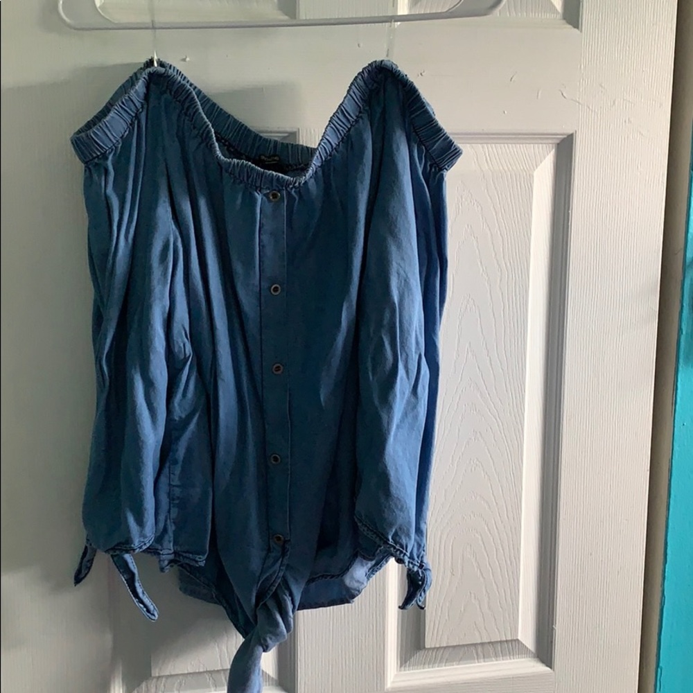 Blue Jean Off the shoulder shirt